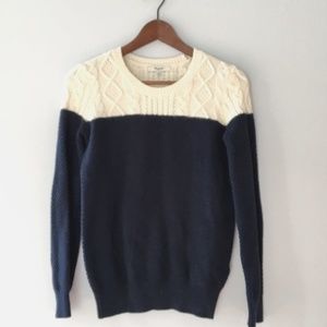 Madewell Cable Knit Two-Tone Sweater